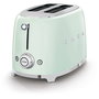 Smeg TSF01PGEU Tostadora de 2 Ranuras, 950W, Pastel Verde, Acero Inoxidable, Control por Botones, Función Descongelar y Recalentar, Bandeja Extraíble