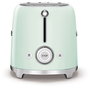 Smeg TSF01PGEU Tostadora de 2 Ranuras, 950W, Pastel Verde, Acero Inoxidable, Control por Botones, Función Descongelar y Recalentar, Bandeja Extraíble