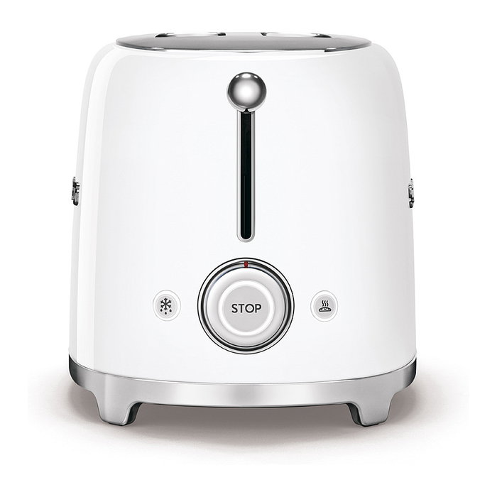 SMEG TSF01WHEU Toaster de 2 Rebanadas, Blanco, Acero Inoxidable, Control por Botones con 6 Niveles, Función Descongelar y Recuperar Calor, 950W SMEG TSF01WHEU Toaster de 2 Rebanadas, Blanco, Acero Inoxidable, Control por Botones con 6 Niveles, Función Descongelar y Recuperar Calor, 950W