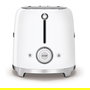 SMEG TSF01WHEU Toaster de 2 Rebanadas, Blanco, Acero Inoxidable, Control por Botones con 6 Niveles, Función Descongelar y Recuperar Calor, 950W