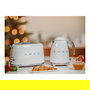 SMEG TSF01WHEU Toaster de 2 Rebanadas, Blanco, Acero Inoxidable, Control por Botones con 6 Niveles, Función Descongelar y Recuperar Calor, 950W