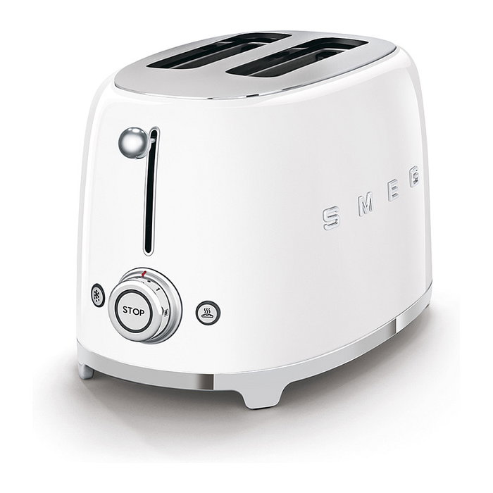 SMEG TSF01WHEU Toaster de 2 Rebanadas, Blanco, Acero Inoxidable, Control por Botones con 6 Niveles, Función Descongelar y Recuperar Calor, 950W SMEG TSF01WHEU Toaster de 2 Rebanadas, Blanco, Acero Inoxidable, Control por Botones con 6 Niveles, Función Descongelar y Recuperar Calor, 950W