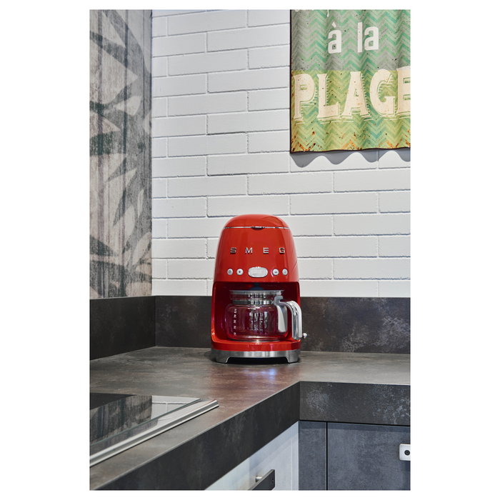 SMEG DCF02RDEU Cafetera de Filtro 50s Style, 1.4 L, 10 Tazas, 1050 W, Rojo