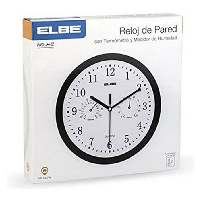 Elbe RP-1005-N Reloj de Pared con Temperatura y Humedad Negro Elbe RP-1005-N Reloj de Pared con Temperatura y Humedad Negro