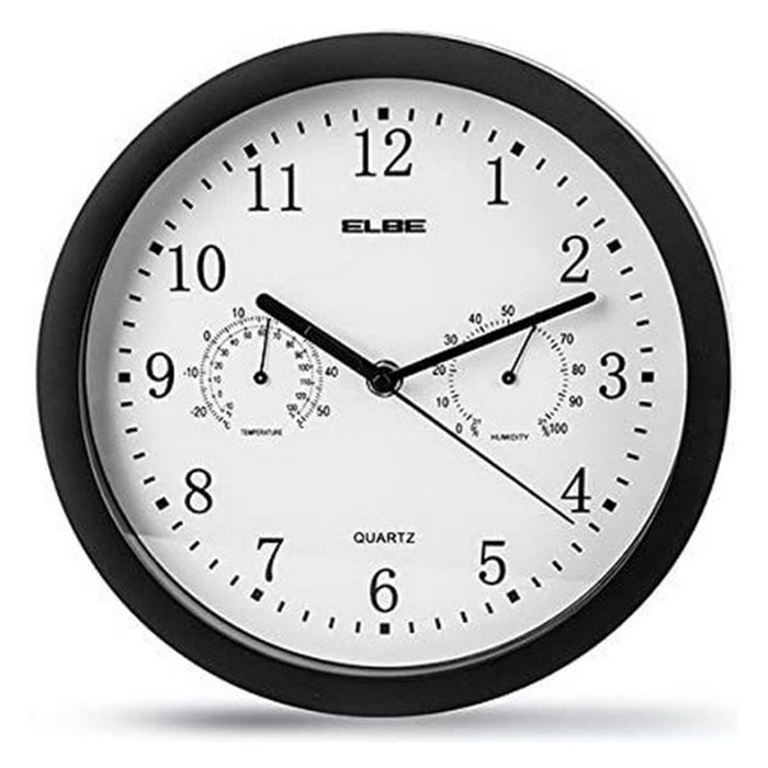 Elbe RP-1005-N Reloj de Pared con Temperatura y Humedad Negro Elbe RP-1005-N Reloj de Pared con Temperatura y Humedad Negro