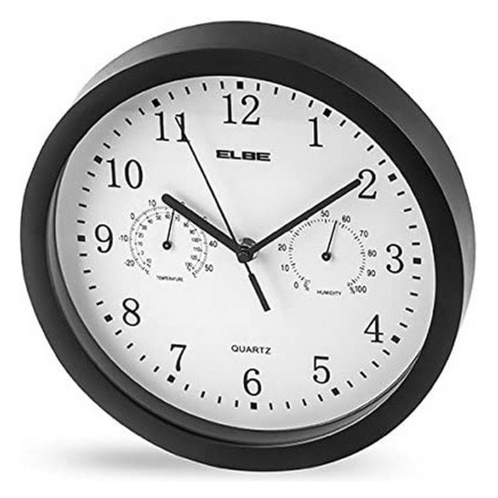 Elbe RP-1005-N Reloj de Pared con Temperatura y Humedad Negro Elbe RP-1005-N Reloj de Pared con Temperatura y Humedad Negro