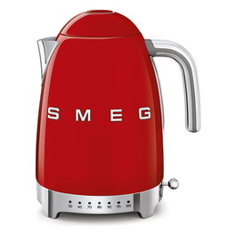 SMEG KLF04RDEU Wasserkocher 50s Style, Hervidor Eléctrico 1.7L 2400W, Acero Inoxidable, 7 Ajustes de Temperatura, Color Rojo