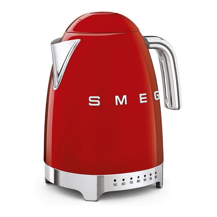SMEG KLF04RDEU Hervidor de Agua 1.7 Litros 2400W Rojo Estilo Años 50 con 7 Temperaturas y Base Giratoria 360 grados