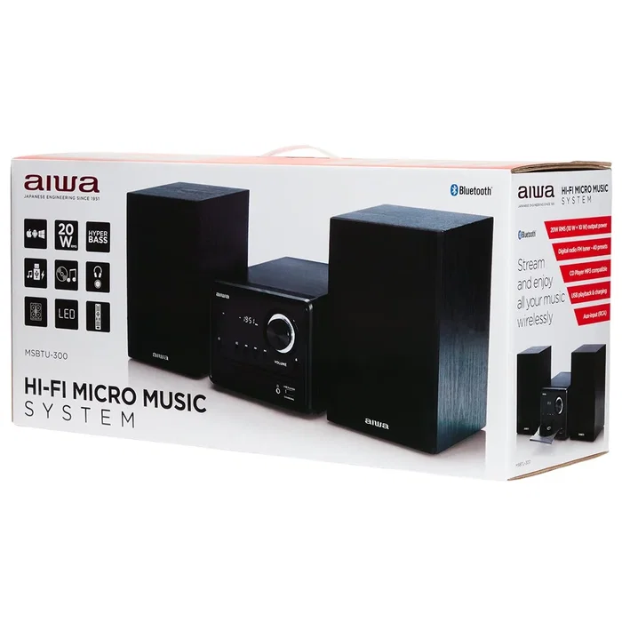 Aiwa MSBTU-300 Microcadena con Bluetooth, CD, USB y Radio FM Negro Aiwa MSBTU-300 Microcadena con Bluetooth, CD, USB y Radio FM Negro