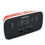Aiwa CRU-19RD Despertador con Radio FM, Doble Alarma y 2 Puertos USB, Rojo