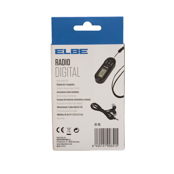 Elbe RF-96 Radio Digital FM Portátil Negra