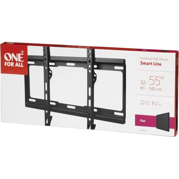 One For All WM2411 Soporte de Pared para TV 32-65 Pulgadas / 81-165cm, Máx. 100kg, 25mm de la Pared One For All WM2411 Soporte de Pared para TV 32-65 Pulgadas / 81-165cm, Máx. 100kg, 25mm de la Pared