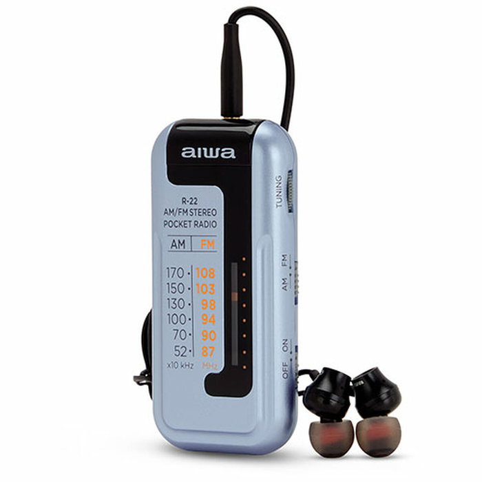 Aiwa Radio Formato Mini R-22SL AM/FM Hyperbass Color Silver Aiwa Radio Formato Mini R-22SL AM/FM Hyperbass Color Silver