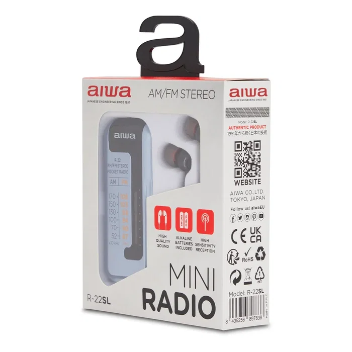Aiwa R-22SL Radio Portátil Analógica AM/FM Hyperbass Plata Aiwa R-22SL Radio Portátil Analógica AM/FM Hyperbass Plata