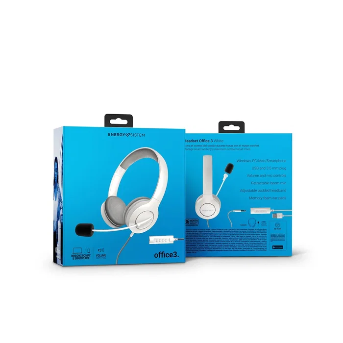 Energy Sistem Office 3 Auriculares de Diadema Blanco con USB y Jack 3,5 mm