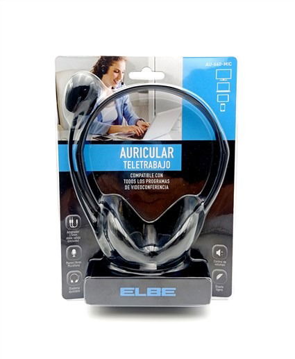 Elbe AU-660-MIC Auriculares Teletrabajo con Micrófono para Oficina y Hogar, Ligeros y Confortables, con Reducción de Ruido