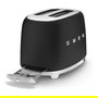 Smeg TSF01BLMEU Toaster Negro, 2 Rebanadas, Acero Inoxidable, 950 W, Función Descongelar y Recalentar, Control Dorado Ajustable