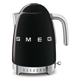 Smeg KLF04BLEU Tetera Eléctrica 50s Style, 1.7L 2400W, Negro, Acero Inoxidable, 7 Temperaturas, Filtro Antical, Apagado Automático