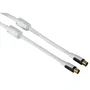Hama Cable Coaxial de Antena 1.5m Blanco con Conectores M/H, Apantallamiento Cuádruple, Atenuación 100 dB, Núcleo de Ferrita y Conectores Dorados - Pack de 20 Unidades