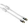 Hama Cable Coaxial de Antena 1.5m Blanco con Conectores M/H, Apantallamiento Cuádruple, Atenuación 100 dB, Núcleo de Ferrita y Conectores Dorados - Pack de 20 Unidades
