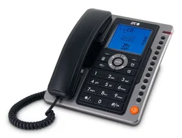 SPC Office Pro 3604 Teléfono fijo analógico con identificador de llamadas, manos libres, pantalla grande y 7 memorias - Negro