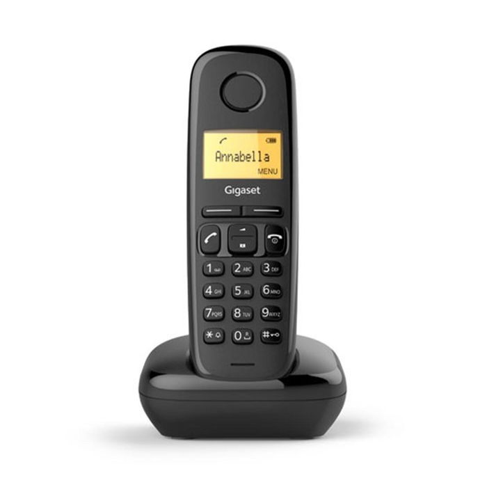 Gigaset A170 - Teléfono inalámbrico DECT analógico, negro, ECO DECT, pantalla 1.5", agenda 50 contactos, función alarma Gigaset A170 - Teléfono inalámbrico DECT analógico, negro, ECO DECT, pantalla 1.5", agenda 50 contactos, función alarma