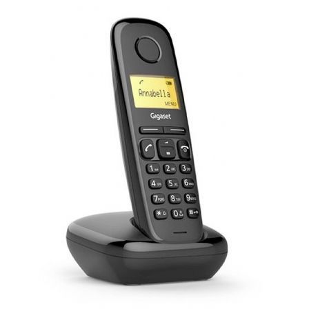 Gigaset A170 Teléfono Inalámbrico Negro ECO DECT, Agenda 50 Contactos, Alarma, Pantalla LCD