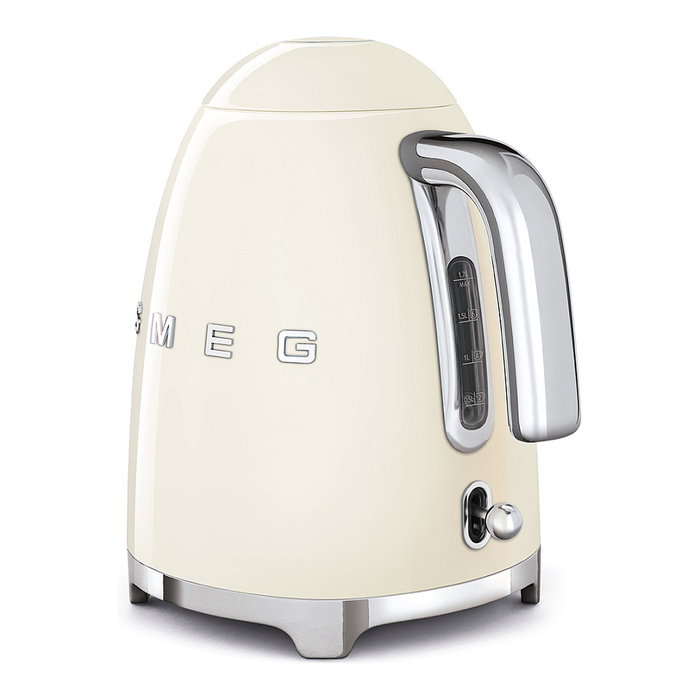 Smeg KLF03CREU Hervidor de Agua de Acero Inoxidable 1.7L 2400W con Filtro Antical, Apagado Automático y Base Giratoria 360°, Color Crema