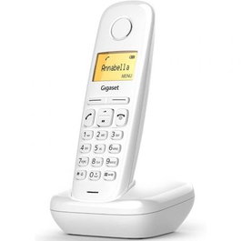 Gigaset Teléfono Inalámbrico A170 Blanco - Calidad Alemana, Pantalla Iluminada, 200h Standby, 50 Contactos, Eco DECT