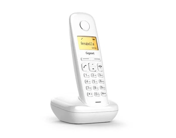 Gigaset A170 Teléfono Inalámbrico DECT Blanco con Identificador de Llamadas y Eco DECT - Pantalla Gráfica Iluminada, Agenda 50 Contactos, Plug & Play, Hasta 18h Conversación