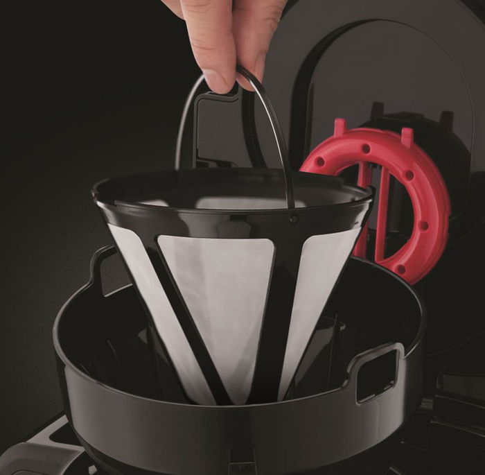 Russell Hobbs 24010-56 Cafetera de Goteo Adventure, Jarra de Cristal 1.25L (10 Tazas), Tecnología WhirlTech, Color Negro