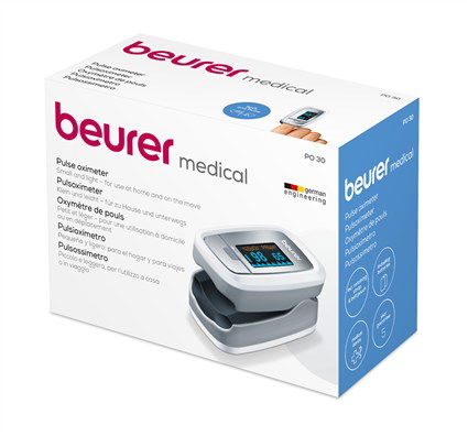 Beurer PO-30 Pulsioxímetro para Medición de Oxígeno en Sangre y Frecuencia Cardíaca