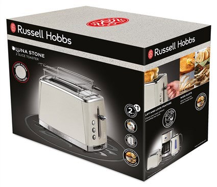 Russell Hobbs 26970-56 Tostador Luna Stone 2 Rebanadas, Control Nivel Tueste, Soporte Calientapanecillos, Función Levantar y Ver, Bandeja Recogemigas