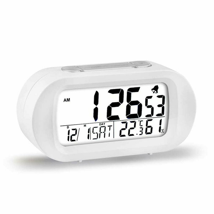Elbe RD-009-B Reloj Despertador de Viaje Blanco con Pantalla de 9cm