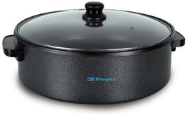 Orbegozo PZ-8100 Paellera Eléctrica de 40 cm con Termostato Regulable, 1500 W, Revestimiento Antiadherente y Tapa de Cristal