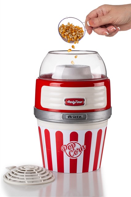 Ariete 2957 MÁQUINA DE PALOMITAS PARTY TIME BIG POPPER ROJA Máquina de palomitas de diseño retro años 50, natural y libre de grasas