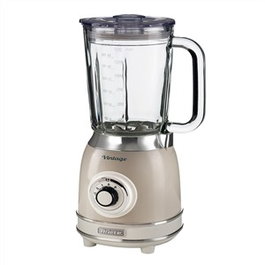 Ariete 583/03 Batidora de Vaso Vintage Beige con Vaso de Vidrio y 4 Velocidades para Batidos y Granizados, Diseño Retro