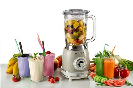 Ariete 583/03 Batidora de Vaso Vintage Beige con Vaso de Vidrio y 4 Velocidades para Batidos y Granizados, Diseño Retro