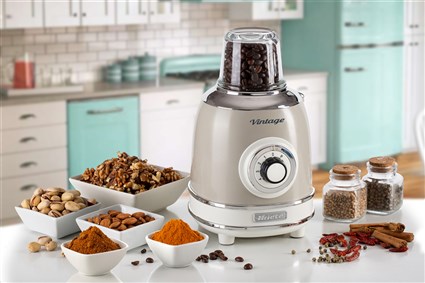 Ariete 583/03 Batidora de Vaso Vintage Beige con Vaso de Vidrio y 4 Velocidades para Batidos y Granizados, Diseño Retro