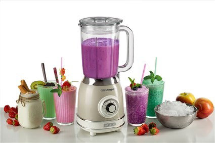 Ariete 583/03 Batidora de Vaso Vintage Beige con Vaso de Vidrio y 4 Velocidades para Batidos y Granizados, Diseño Retro