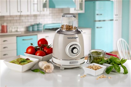 Ariete 583/03 Batidora de Vaso Vintage Beige con Vaso de Vidrio y 4 Velocidades para Batidos y Granizados, Diseño Retro