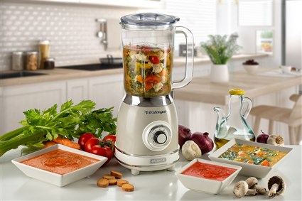 Ariete 583/03 Batidora de Vaso Vintage Beige con Vaso de Vidrio y 4 Velocidades para Batidos y Granizados, Diseño Retro