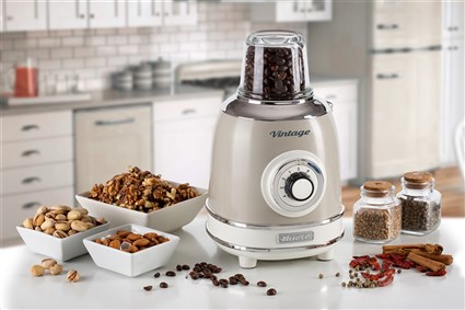 Ariete 583/03 Batidora de Vaso Vintage Beige con Vaso de Vidrio y 4 Velocidades para Batidos y Granizados, Diseño Retro