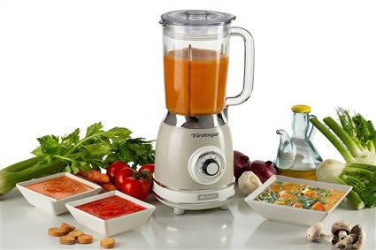 Ariete 583/03 Batidora de Vaso Vintage Beige con Vaso de Vidrio y 4 Velocidades para Batidos y Granizados, Diseño Retro