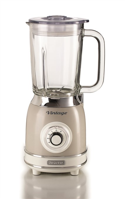Ariete 583/03 Batidora de Vaso Vintage Beige con Vaso de Vidrio y 4 Velocidades para Batidos y Granizados, Diseño Retro