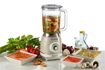 Ariete 583/03 Batidora de Vaso Vintage Beige con Vaso de Vidrio y 4 Velocidades para Batidos y Granizados, Diseño Retro