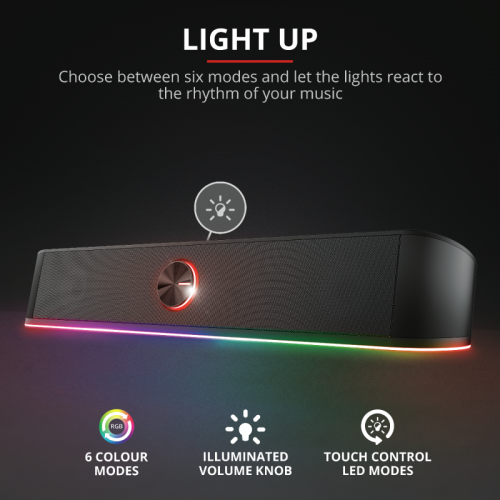 Trust GXT 619 Thorne Barra de Sonido RGB Negra