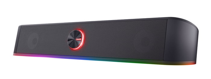 Trust Barra de Sonido PC GXT 619 Thorne - 6W RMS, 2.0 Canales, RGB, USB y AUX, Color Negro
