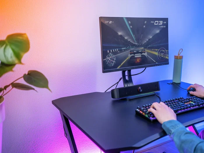 Trust Barra de Sonido PC GXT 619 Thorne - 6W RMS, 2.0 Canales, RGB, USB y AUX, Color Negro