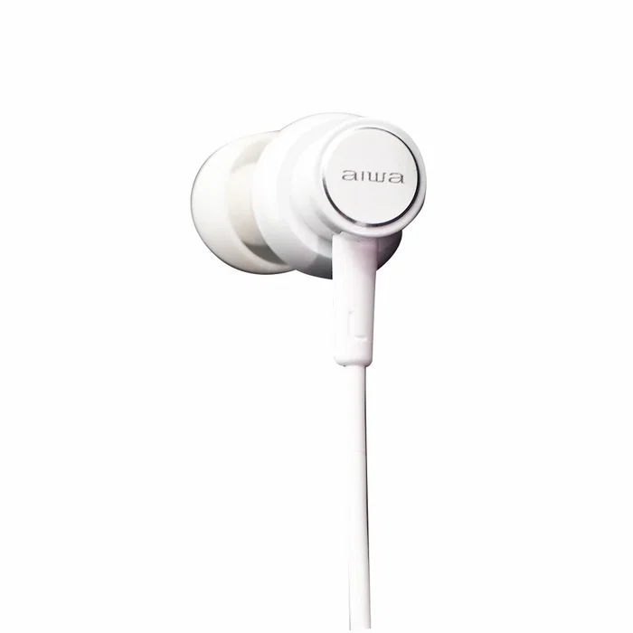 Aiwa ESTM-500WT Auriculares Intraaurales Alámbricos para Música, Blanco, Frecuencia 10-40000 Hz, Cable de 1.2 m, Conector de 3.5 mm